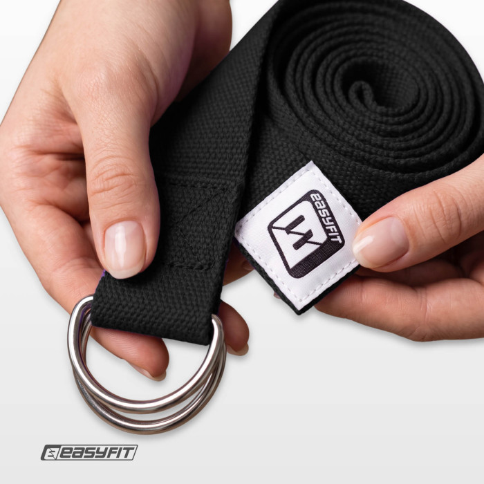 Ремень для йоги EasyFit с петлей (черный)