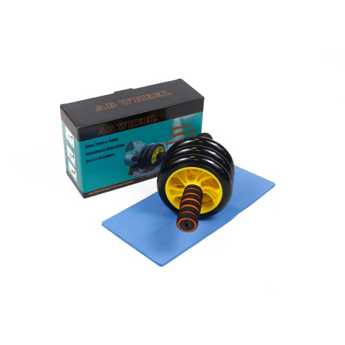 Ролик для пресса EasyFit с ковриком Желтый (3 колеса)