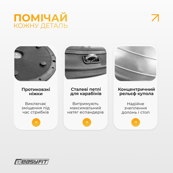 Балансировочная платформа EasyFit BOSU 60 см Серый