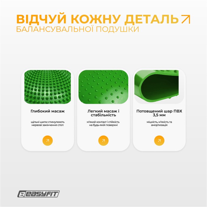 Балансировочная подушка массажная EasyFit Зеленый