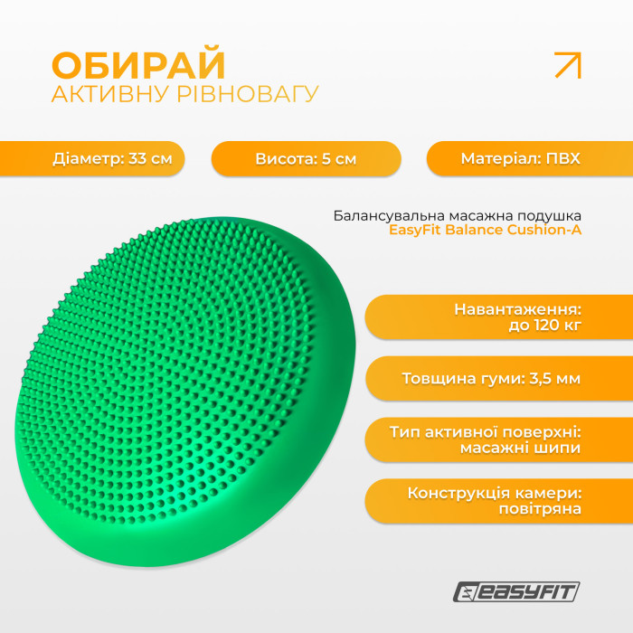 Балансувальна масажна подушка EasyFit Зелений