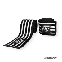 Бинт для приседаний EasyFit фиксатор коленного сустава (черно-белый)