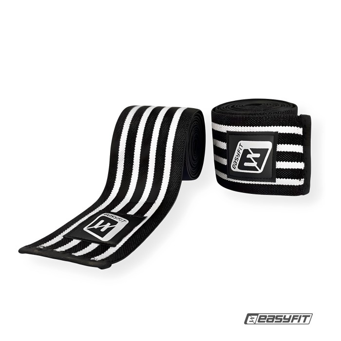 Бинт для приседаний EasyFit фиксатор коленного сустава (черно-белый)