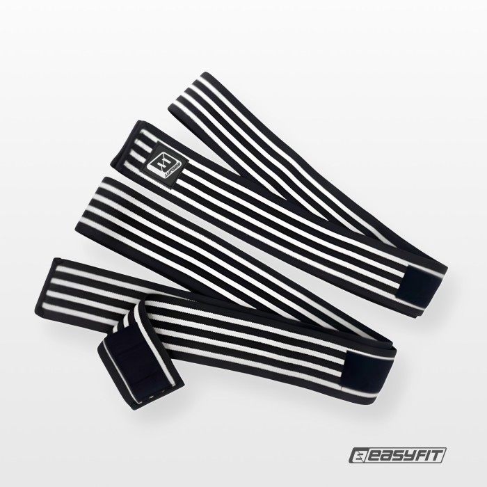 Бинт для приседаний EasyFit фиксатор коленного сустава (черно-белый)