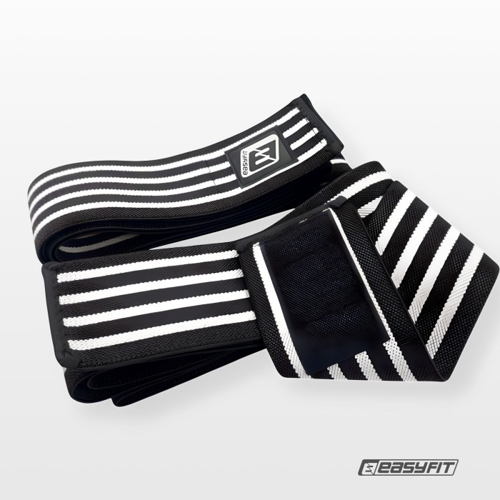 Бинт для приседаний EasyFit фиксатор коленного сустава (черно-белый)