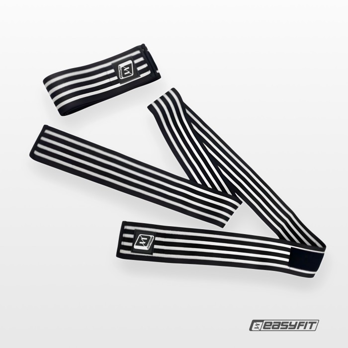 Бинт для приседаний EasyFit фиксатор коленного сустава (черно-белый)