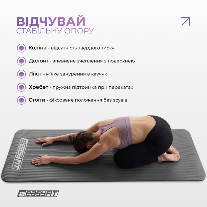 Коврик для фитнеса и йоги EasyFit NBR 10 мм Серый