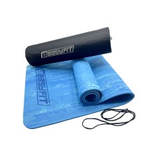 Коврик для йоги и фитнеса EasyFit PER Premium Mat 8 мм синий + Чехол