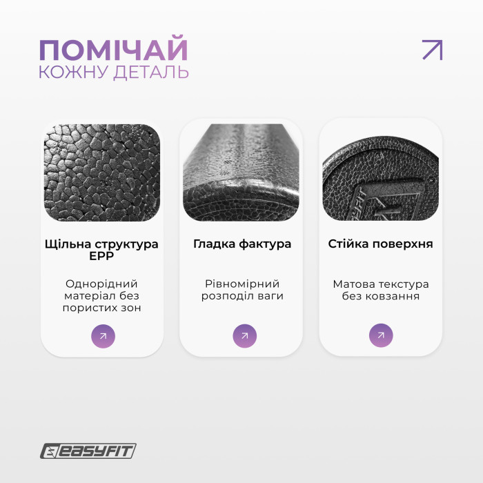 Масажний ролик EasyFit PolyFoam Roller EPP 60 см