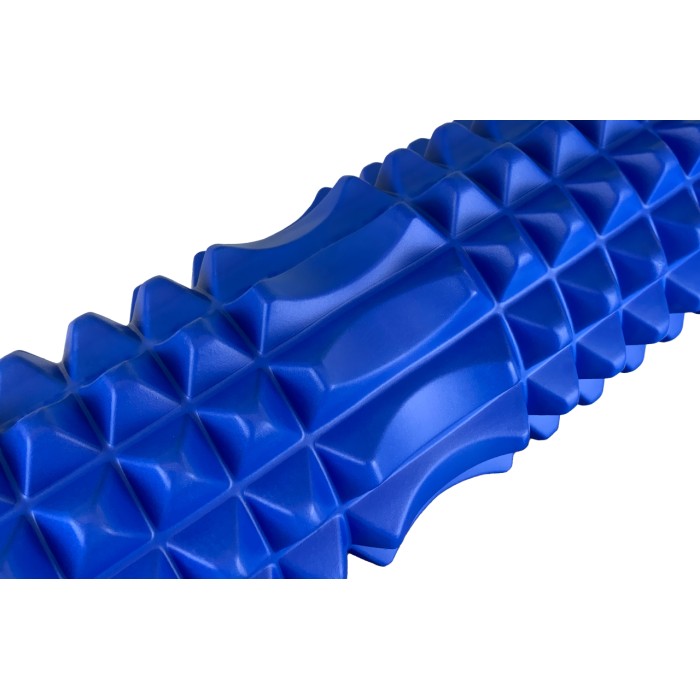 Массажный ролик EasyFit Grid Roller 33 см v.1.2 с заглушками с двух сторон (синий)