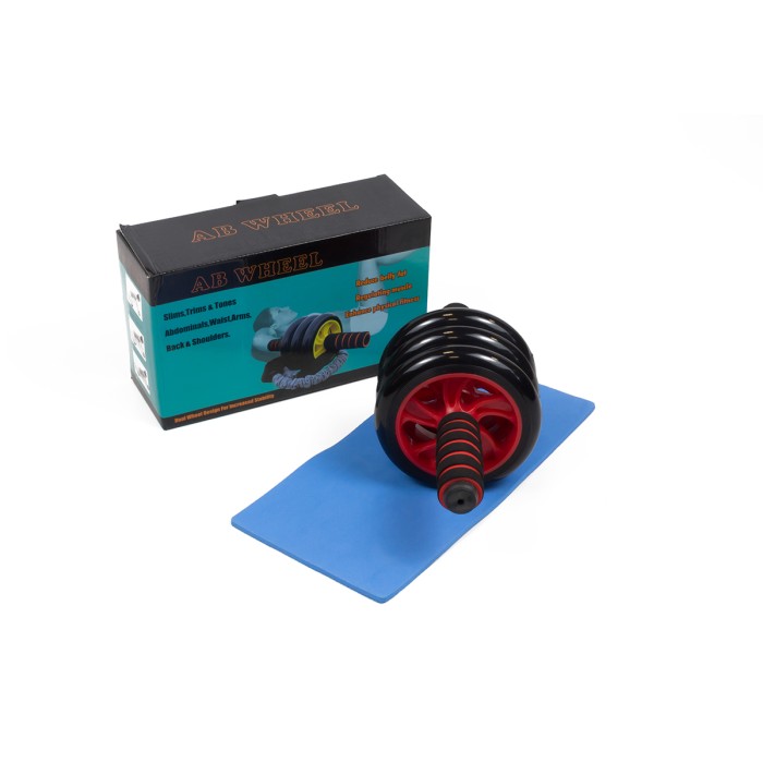 Ролик для пресса EasyFit с ковриком Красный (3 колеса)