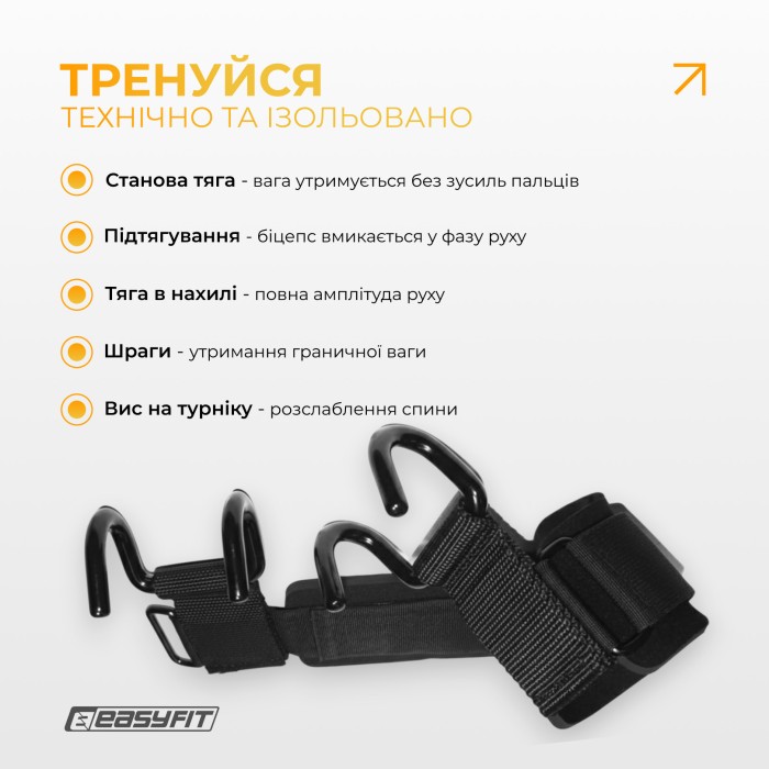 Крюки для турника и тяги EasyFit (пара)