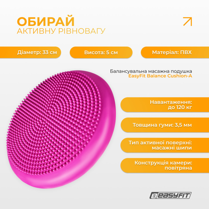 Балансувальна масажна подушка EasyFit Рожевий
