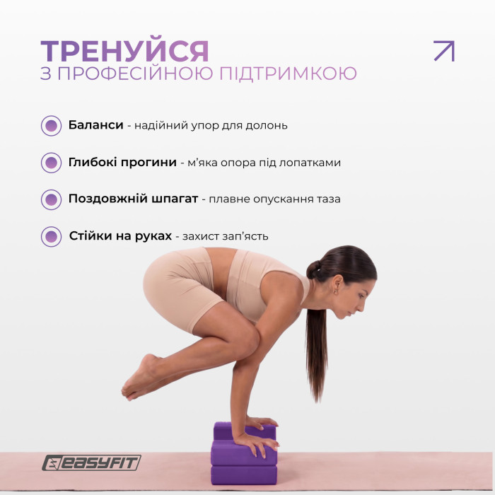 Блок для йоги EasyFit EVA Фиолетовый
