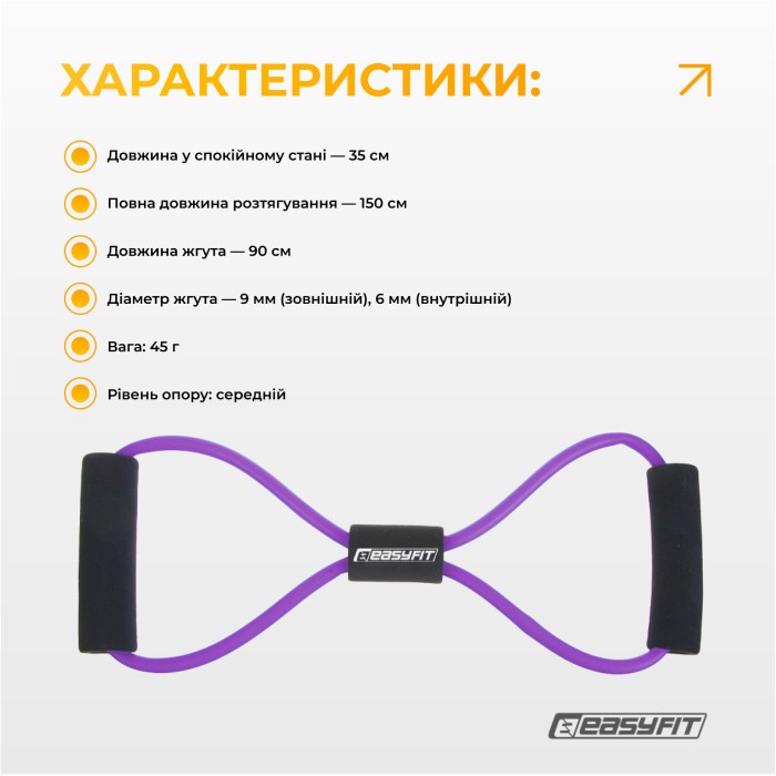 Эспандер EasyFit восьмерка трубчатый фиолетовый