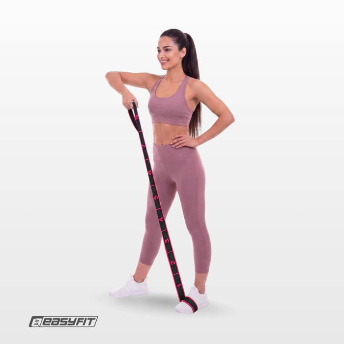 Эспандер ленточный EasyFit с петлями для тренировок розовый (EASY)