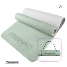 Коврик для йоги и фитнеса EasyFit TPE+TC 6 мм двухслойный фисташковый-светло-серый