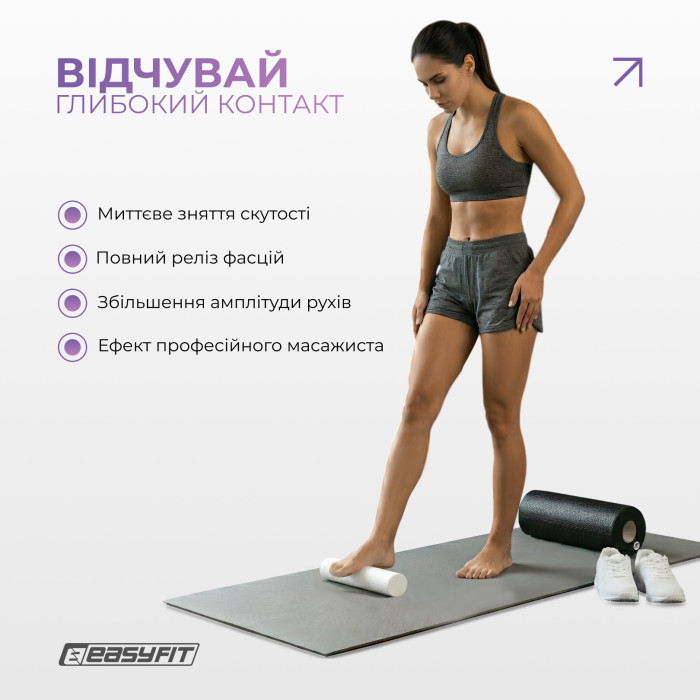 Массажный ролик EasyFit LightWeight 33х14 см с массажером для стоп 33х5 см