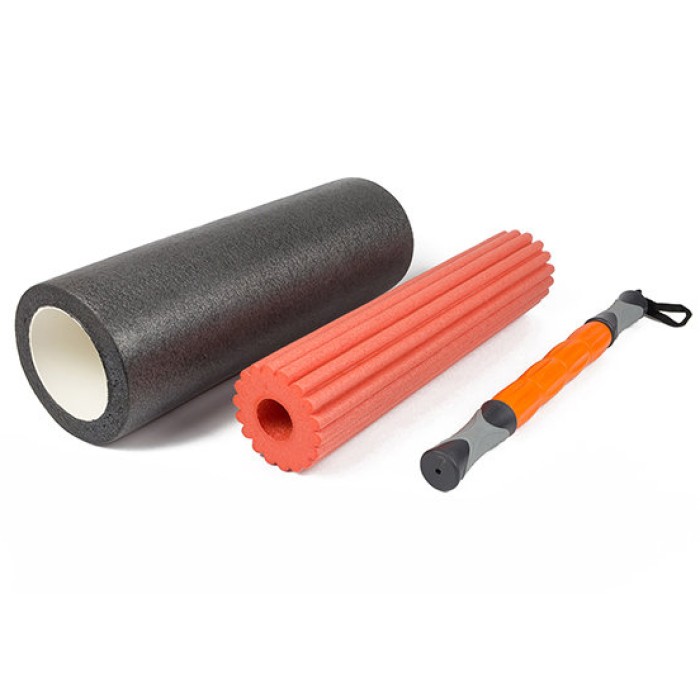 Массажный ролик EasyFit TIO 3 в 1 Черный-оранжевый