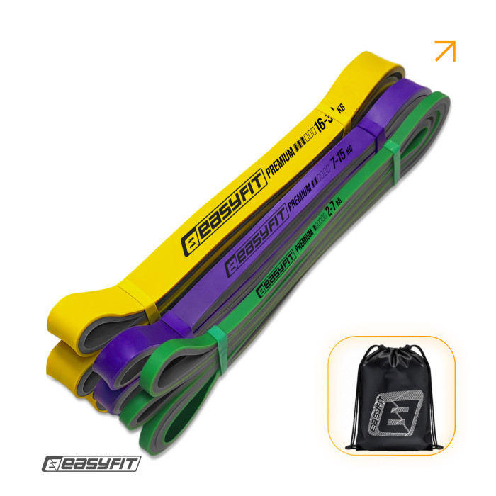 Набір двошарових резинок для підтягування EasyFit Premium 2-32 кг (3 шт)