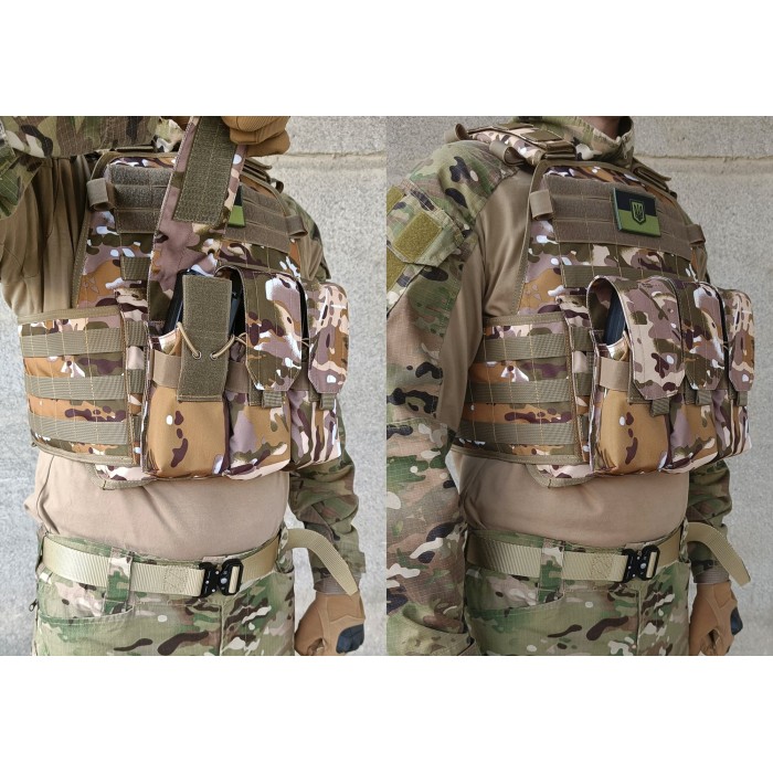 Подсумок под 6 магазинов АК/РПК тройной мультикам степной Multicam Arid (MOLLE, подсумок на разгрузку, жилет, РПС)