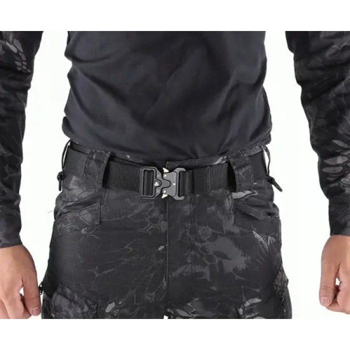 Ремінь тактичний військовий Assault Belt з пряжкою Кобра чорний