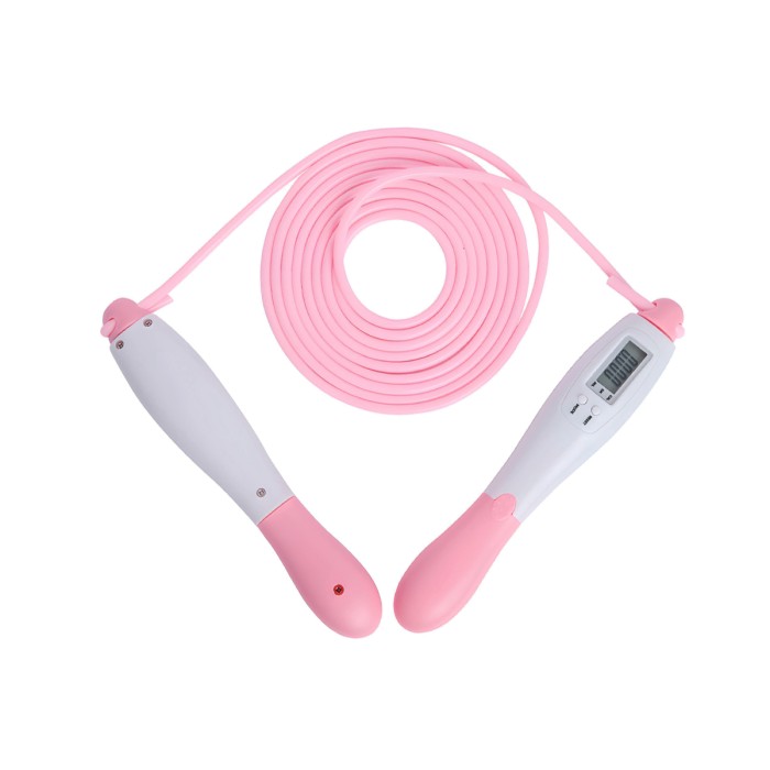 Скоростная скакалка со счетчиком EasyFit белый-розовый