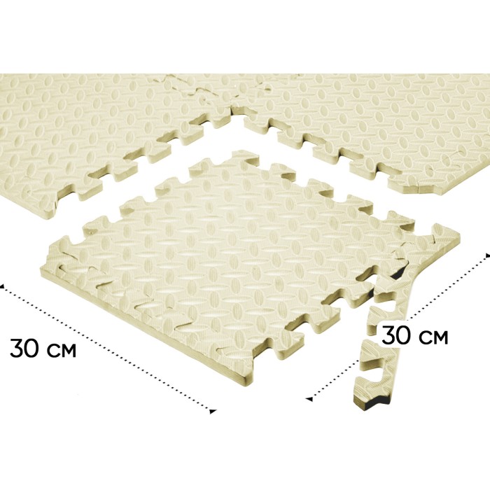 Татами мат EasyFit 8 шт (30х30х1 см) ласточкин хвост белый