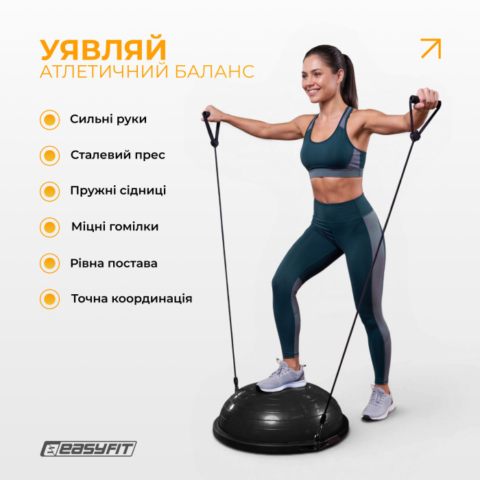Балансувальна платформа EasyFit BOSU 60 см чорна