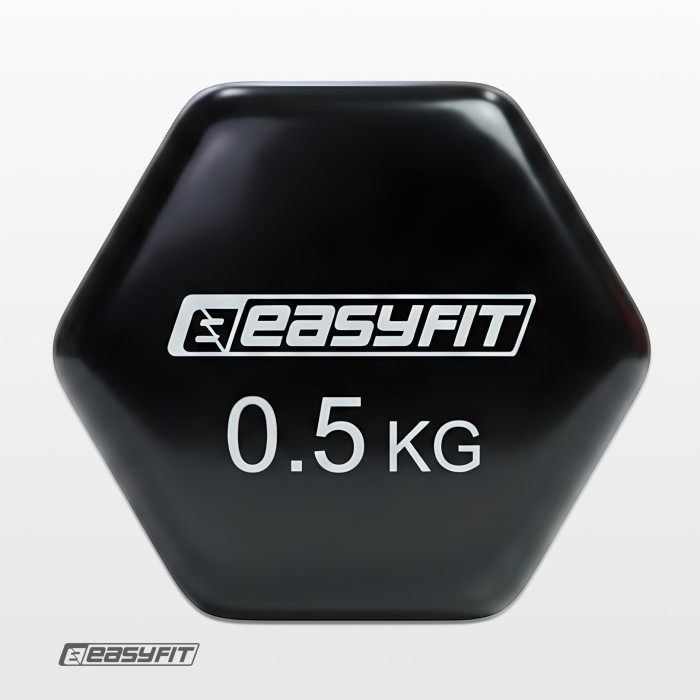 Гантель для фітнесу 0.5 кг EasyFit із вініловим покриттям чорна