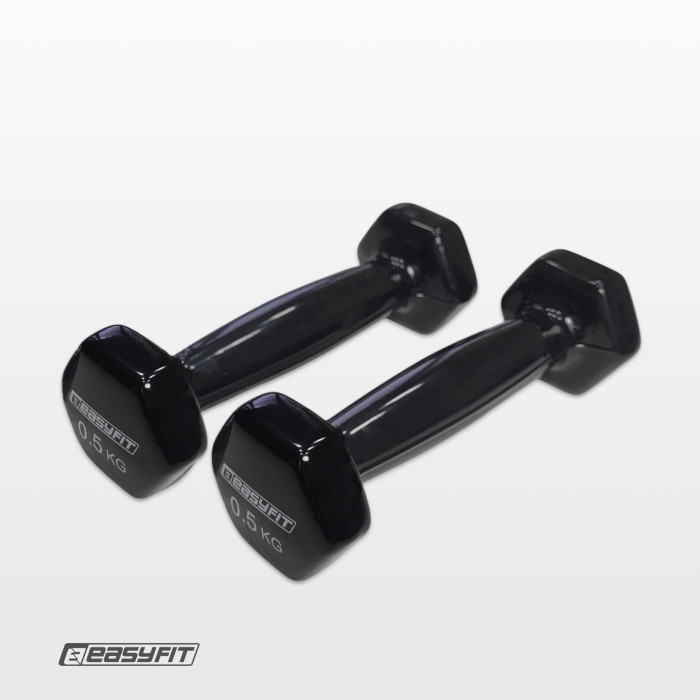 Гантель для фітнесу 0.5 кг EasyFit із вініловим покриттям чорна