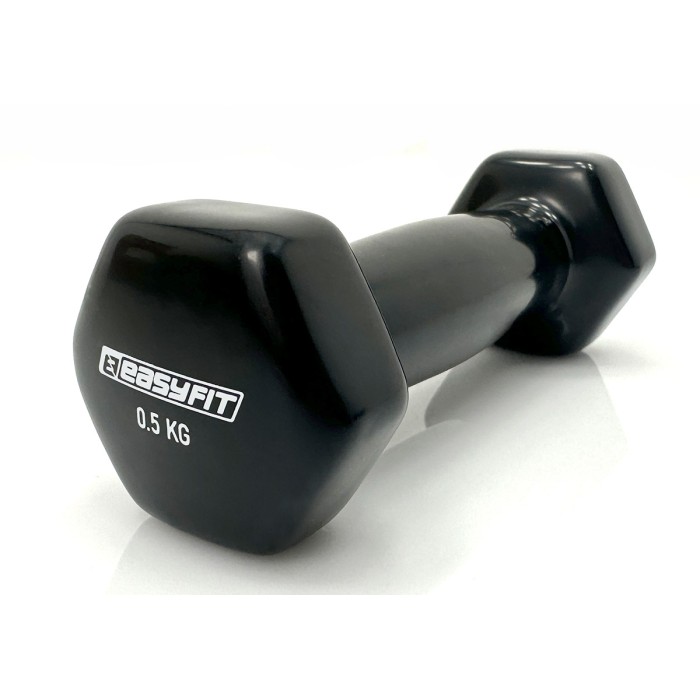 Гантель для фитнеса 0.5 кг EasyFit с виниловым покрытием черная