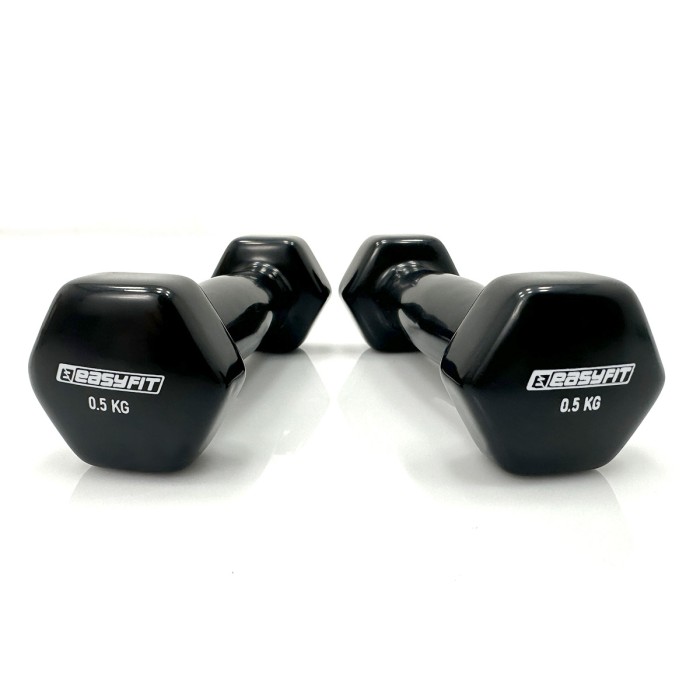 Гантель для фитнеса 0.5 кг EasyFit с виниловым покрытием черная