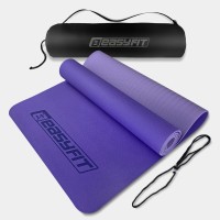 Коврик для йоги и фитнеса EasyFit TPE+TC 6 мм двухслойный + Чехол сиреневый cо св.сиреневым