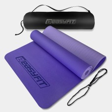 Коврик для йоги и фитнеса EasyFit TPE+TC 6 мм двухслойный + Чехол сиреневый cо св.сиреневым