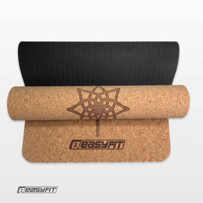 Коврик для йоги EasyFit Cork+TPE 5 мм двухслойный
