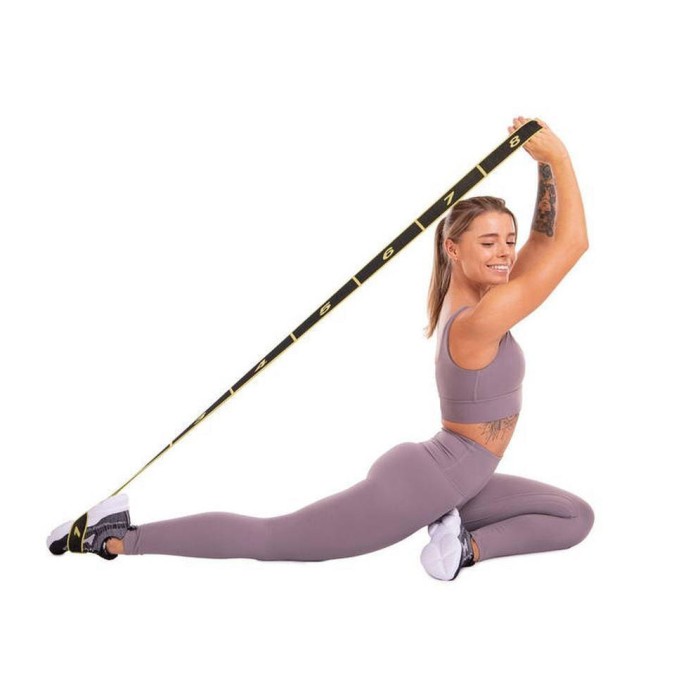 Эспандер ленточный EasyFit с петлями для тренировок желтый (MEDIUM)