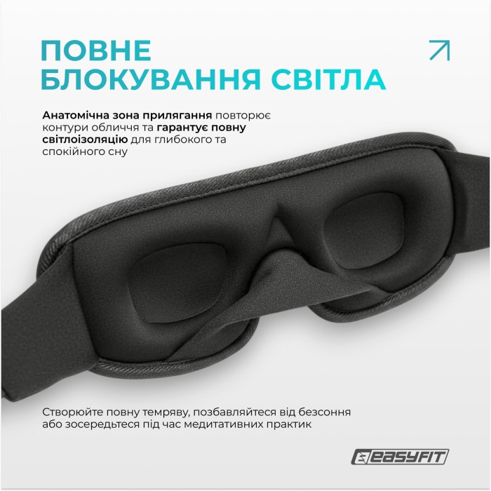Маска для сна 3D EasyFit Dream с эффектом памяти (черная)