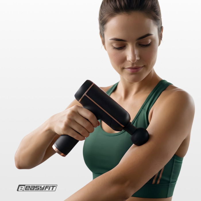 Масажний пістолет EasyFit Іmpact (портативний вібромасажер для тіла з 4 насадками)
