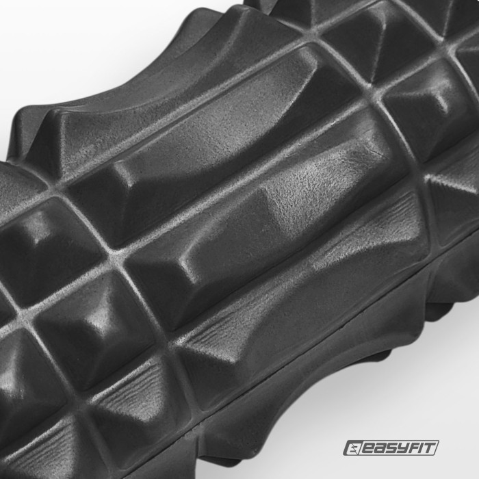 Масажний ролик EasyFit Solid Grid Roller 45 см v.2.2s чорний
