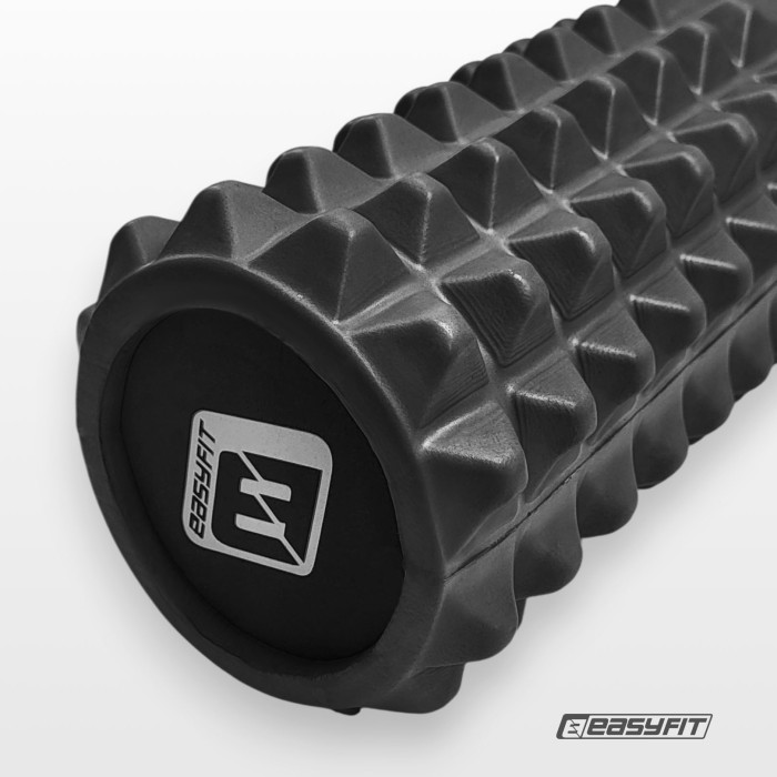 Масажний ролик EasyFit Solid Grid Roller 45 см v.2.2s чорний