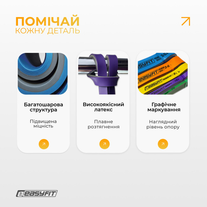 Набір двошарових резинок для підтягування EasyFit Premium 2-63 кг (5 шт)