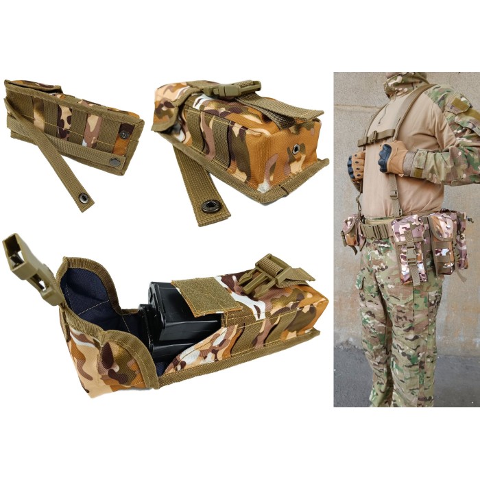 Подсумок под два магазина АК одинарный закрытый Multicam Arid (MOLLE, подсумок на разгрузку, жилет, РПС)