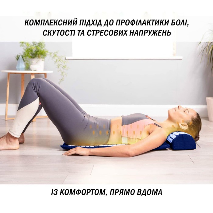 Массажный коврик Easyfit с подушкой (аппликатор Кузнецова) Синий с белым