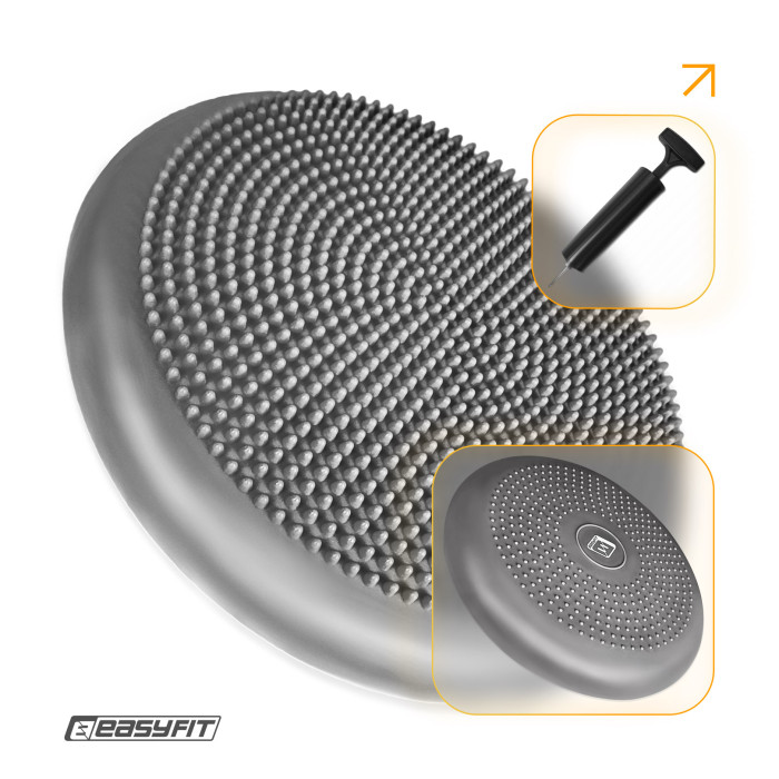 Балансировочная подушка массажная EasyFit Balance Cushion-A серая + насос