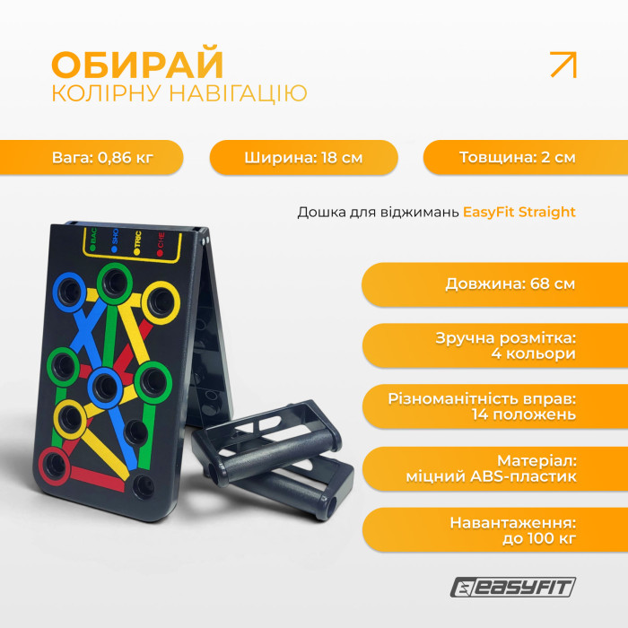 Доска для отжиманий EasyFit Straight тренажер регулируемый