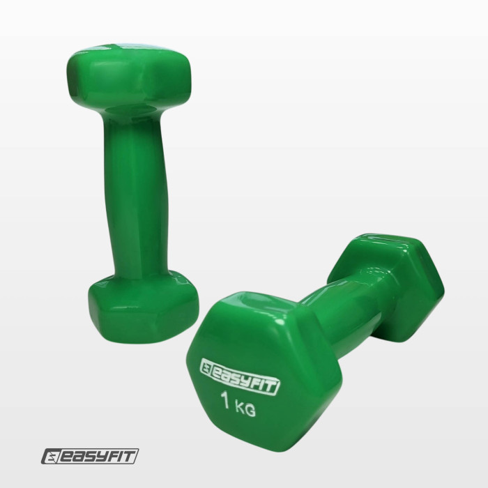 Гантель для фітнесу 1.0 кг EasyFit із вініловим покриттям салатова