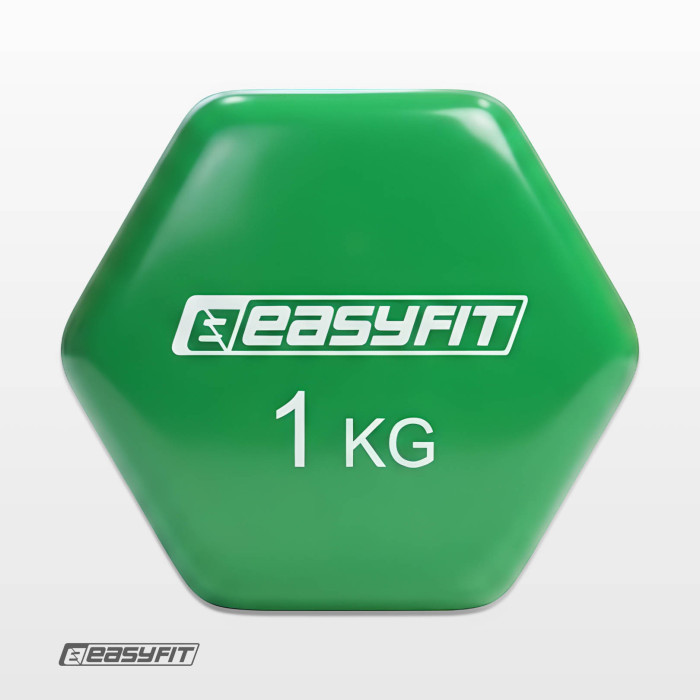 Гантель для фітнесу 1.0 кг EasyFit із вініловим покриттям салатова