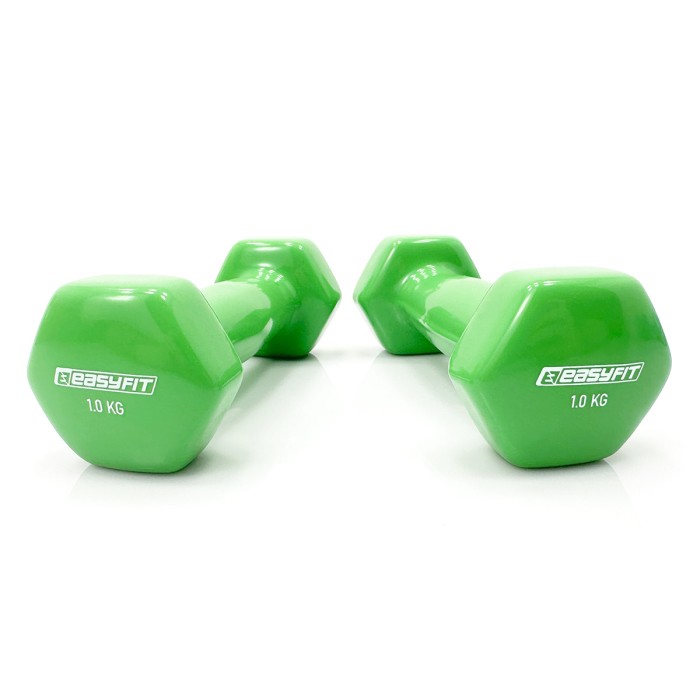 Гантель для фитнеса 1.0 кг EasyFit с виниловым покрытием салатовая
