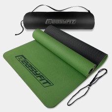 Коврик для йоги и фитнеса EasyFit TPE+TC 6 мм двухслойный + Чехол зеленый с черным